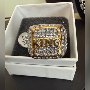 Men's Two-Tone Ring – 14K Gold Finish & Polished Steel